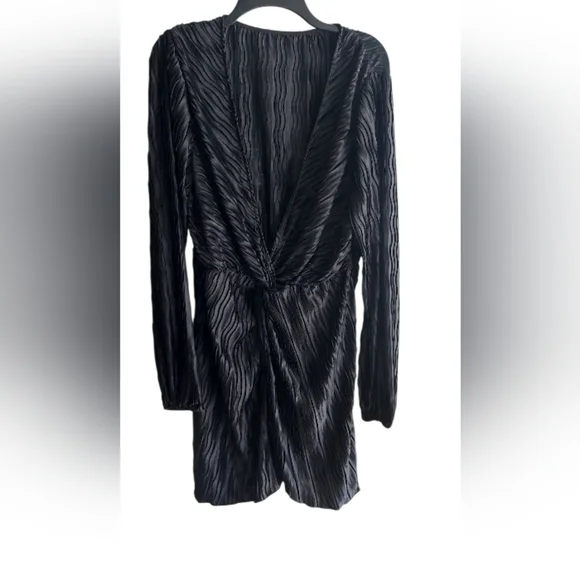 Black Texured Black Mini Dress - Picture 2 of 8